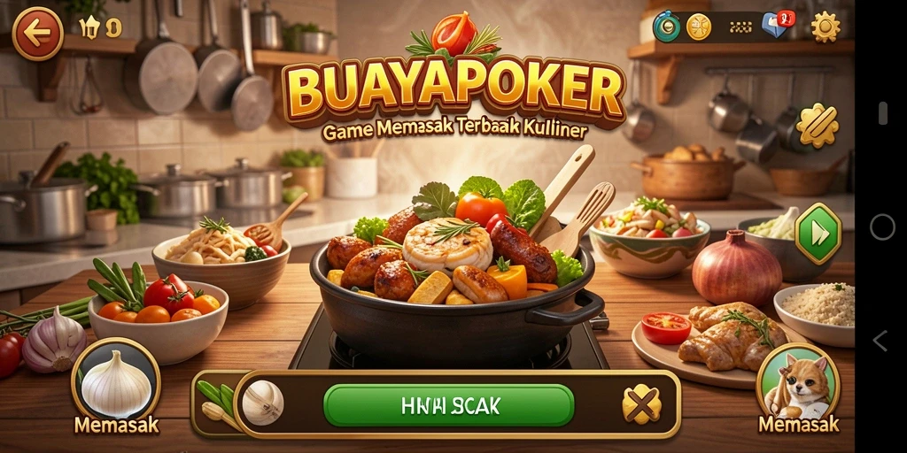 Screenshot game BUAYAPOKER menampilkan elemen memasak yang menarik.