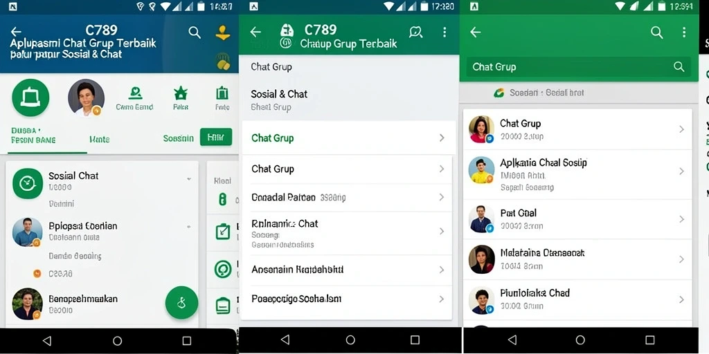 Tampilan antarmuka C789 yang modern dan fungsional untuk chat grup.
