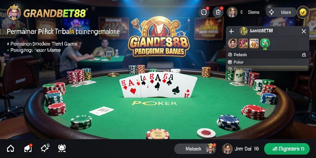 Antarmuka menarik dan fungsional dari permainan Poker GRANDBET88.