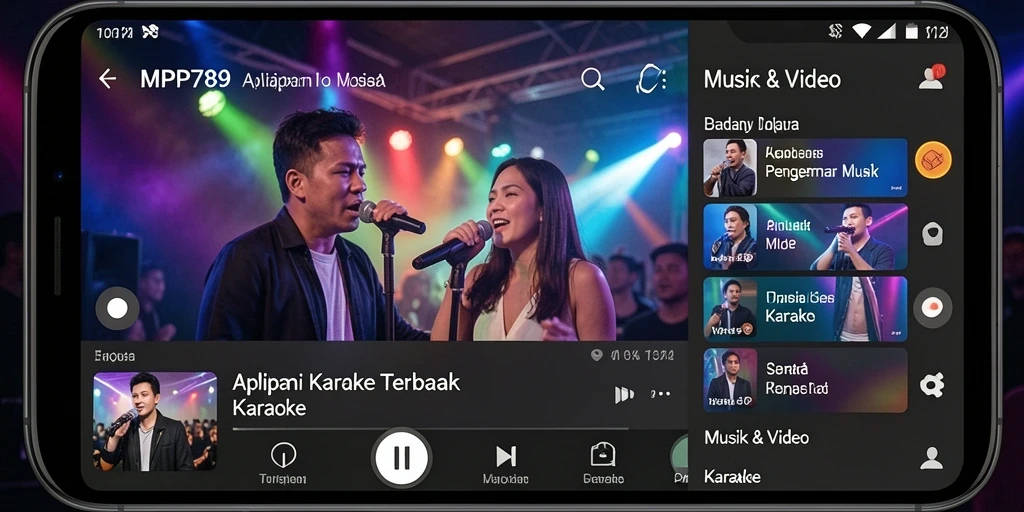 Antarmuka aplikasi Karaoke MVP789 yang ramah pengguna dan interaktif.