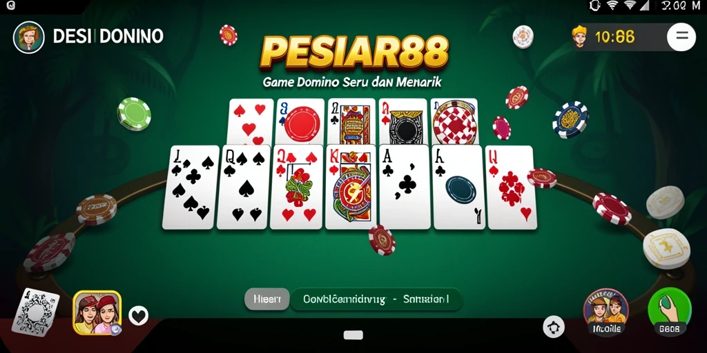 Screenshot PESIAR88 menampilkan antarmuka permainan Domino yang menarik.