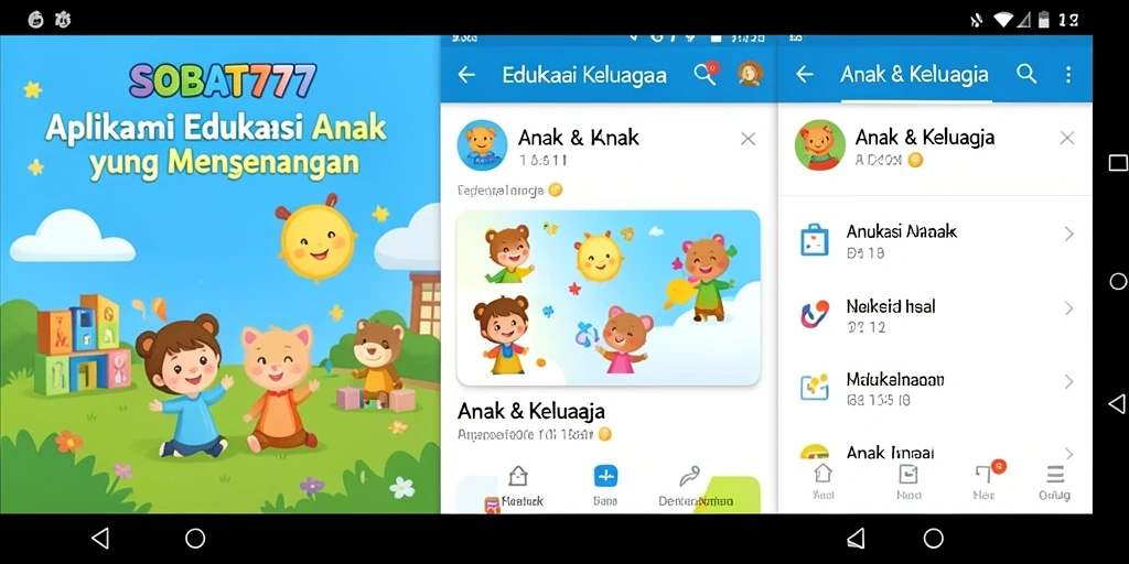 Tampilan antarmuka interaktif aplikasi SOBAT777 untuk Edukasi Anak.
